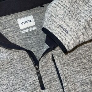 Prana Pullover Quarter Zip Fleece Sweater‎ Men XL Gray Hiking Security Pocket